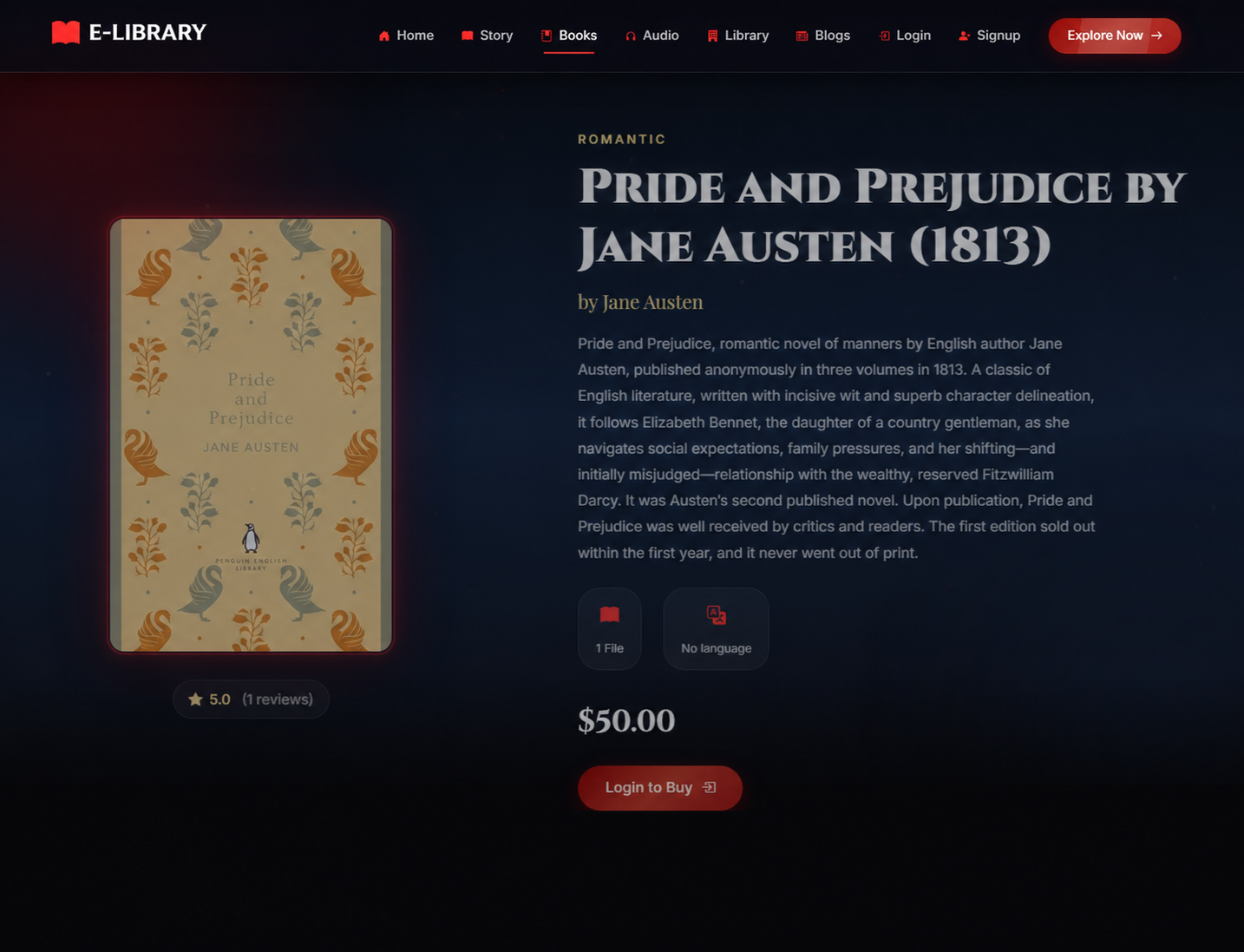 Libryzo book information and purchase page for Pride and Prejudice